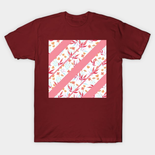 Diagonal Autumn Floral T-Shirt by Minxylynx4